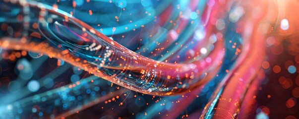 Fototapete - Abstract technology background showing data streams moving in cyberspace