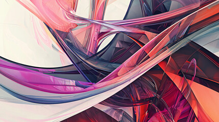 Poster - a stunning colorful abstract painting featuring interwoven curves and lines that create a captivatin