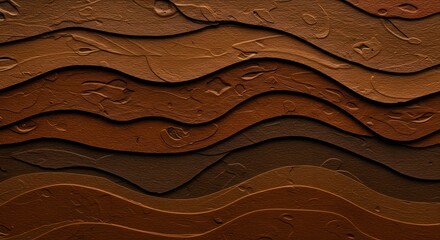Poster - Brown Tones Wavy Textured Abstract Art Background for Graphic Design