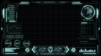 Digital HUD futuristic background motion graphic element cyber generated. Future technology interface data sci-fi display screen. Artificial intelligent analytic simulation, loop able video background