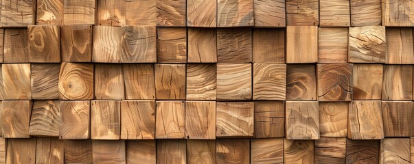 Aufkleber - Beautiful background created with small wooden blocks in decorative wall paneling