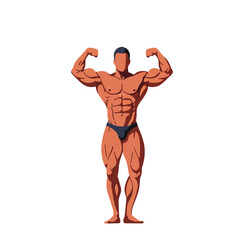 Poster - Strong muscular man posing confidently in flat vector art style