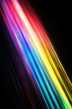Rainbow-like light beams on a black background, phone wallpaper