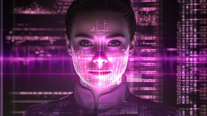 Poster - holographic female military commander in futuristic control center generative ai