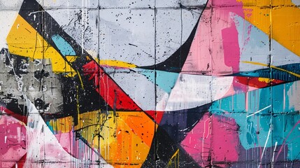 Aufkleber - Spray paint covering a concrete wall with abstract graffiti art
