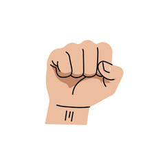 Poster - Fist gesture symbolizing strength and unity in flat vector art style vector illustration