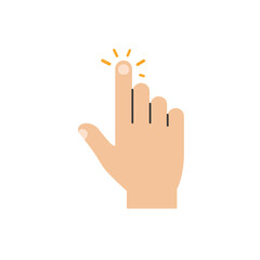 Poster - Hand gesture indicating attention in flat vector illustration style vector art