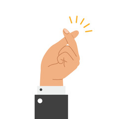 Poster - Hand gesture of a person in a suit snapping fingers flat vector art