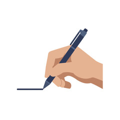 Poster - Hand holding a pen creating a line in flat vector art illustration