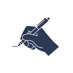 Poster - Hand holding a pen in a minimal design style vector illustration