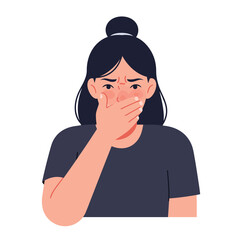 Poster - Woman showing discomfort in flat design style vector illustration