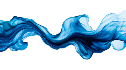 Canvas Print - Abstract blue swirl design on black background, fluid shape, cut out transparent