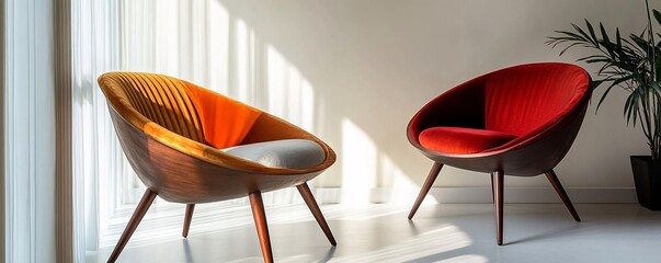 Aufkleber - Two colorful modern armchairs illuminating an elegant interior design