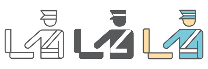 Poster - Customs inspection icon collection, security checkpoint and airport, luggage control vector icon set, vector graphics, editable stroke outline sign, eps 10