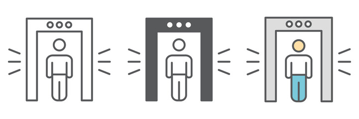 Poster - Metal detector icon collection, security and airport, security control vector icon set, vector graphics, editable stroke outline sign, eps 10