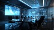 © Naruephu - Smart glass conference room with interactive touchscreens and real-time data visualization in a corporate setting