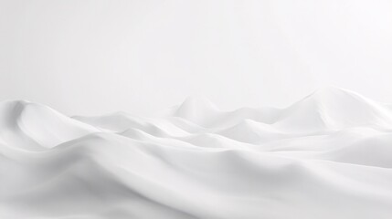 Aufkleber - White wavy fabric forming soft hills in abstract minimalist background