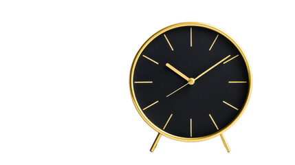 Golden black clock, alarm clock, time display , cut out transparent