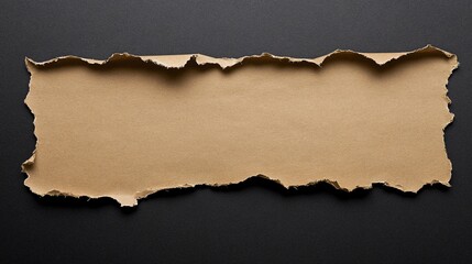 Poster - Torn cardboard piece creating a blank space on black background