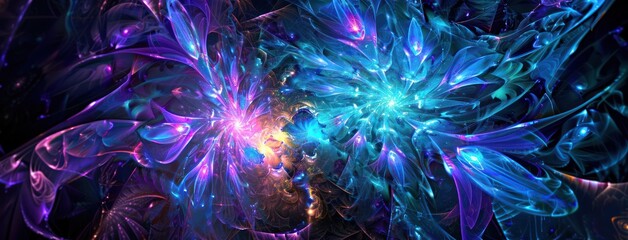 Mystical 3D fractal three dimensional surreal abstract illustration modern artistic exploration colourful dynamic fantasy geometry graphic.