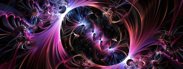 Mystical 3D fractal three dimensional surreal abstract illustration modern artistic exploration colourful dynamic fantasy geometry graphic.