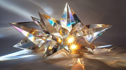 Poster - A beautifully crafted 3D crystal structure, refracting light in multiple directions.
