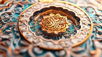 Poster - A beautifully designed Arabic calligraphy artwork featuring intricate details celebrating Eid Mubarak.