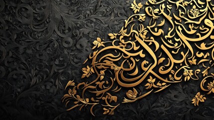 Poster - A beautifully designed Arabic calligraphy artwork featuring intricate details celebrating Eid Mubarak.