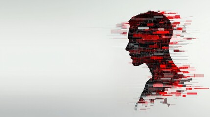 Poster - Abstract human figure made of encrypted data streams