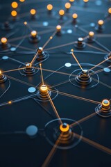 Poster - Business network connected by glowing security lines