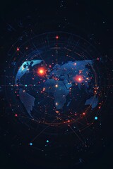 Poster - Cyber map showing safe data paths and encryption nodes