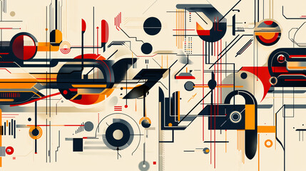 Poster - Colorful abstract design featuring dynamic lines and shapes arranged in an energetic pattern that evokes emotion and artistic creativity.