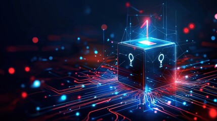 Poster - Cyber vault holding encrypted ballot results in a futuristic environment