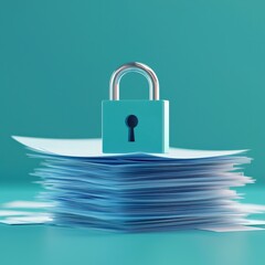 Poster - Digital lock hovering over business contract