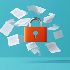 Poster - Digital lock hovering over business contract