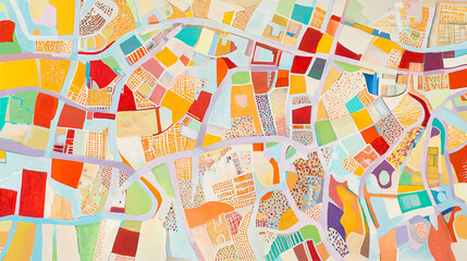 Poster - Energetic abstract depiction of a city's rhythm captured in dynamic brushstrokes and vibrant colors conveying urban energy and motion.