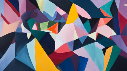 Poster - Vibrant and colorful abstract painting representing the industrial revolution through energetic brushstrokes and dynamic composition of shapes.