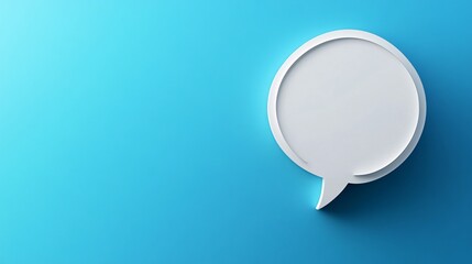 Poster - White speech bubble communicating on blue wall