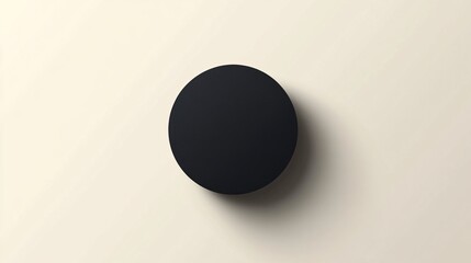Poster - Black circle casting shadow on white background: minimalist abstract composition