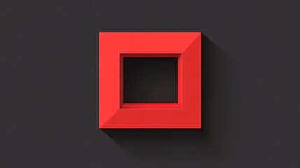 Poster - Red square frame casting a shadow on a dark gray background