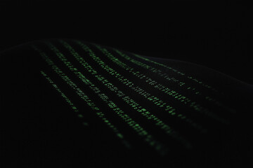 Poster - Illuminated Data Streams: A striking visual representing digital data streams, emitting a cool green glow against a vast black backdrop.