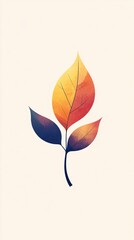 Aufkleber - Colorful autumn leaves changing colors on off-white background