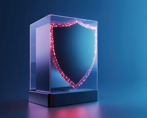 Poster - Multi-layer security shield overlaying an electronic voting booth