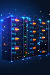 Poster - Server rack glowing with firewall energy grid