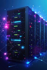 Poster - Server rack glowing with firewall energy grid