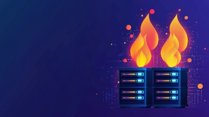 Poster - Server room with glowing firewall barrier