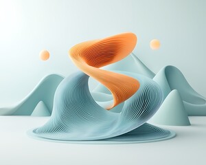 Poster - Abstract fluid shapes pastel 3 d render