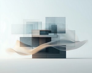 Poster - Abstract geometric shapes gray beige minimalist design