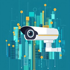 Poster - Surveillance camera scanning binary landscape