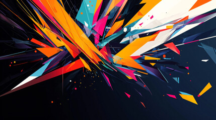 Poster - Lively colorful abstract design with motion elements and geometric shapes for a striking visual impact and artistic appeal.
